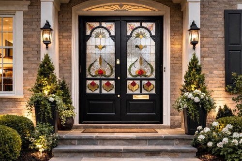 Edwardian stained glass front - stained,